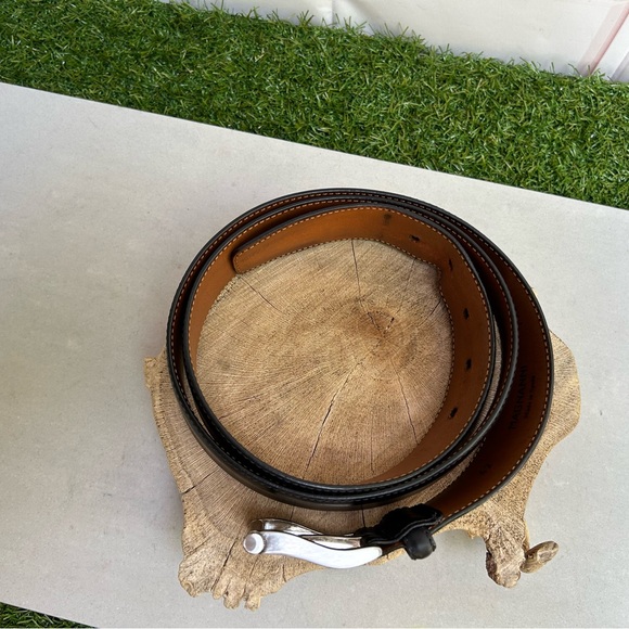 MAGNANNI Men's Black Leather Belt size 42 preowned - Picture 4 of 13